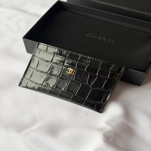 Chanel 新款 熱門爆款 黑色鱷魚壓紋 卡夾