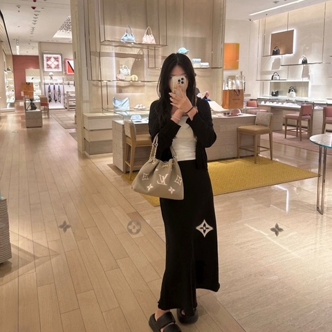 路易威登/Louis Vuitton Bundle 大象灰壓紋軟牛皮革 手提包單肩包斜挎包 金扣