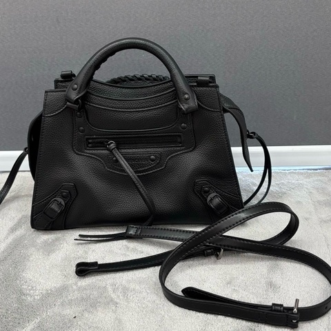 Balenciaga巴黎世家 黑色荔枝皮 機車包手提包斜挎包單肩包