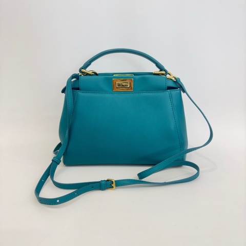 98新❤️Fendi/芬迪湖藍色尼龍小號Peekaboo子母托特單肩斜挎包