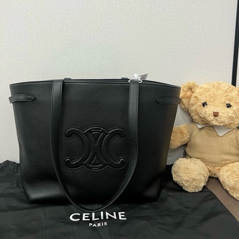 Celine/賽琳 黑色anais粒面牛皮托特包單肩包購物袋