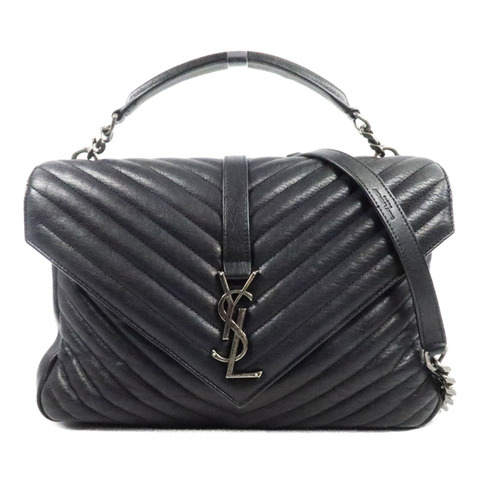 SAINT LAURENT 牛皮皮革College Large鏈帶手挽肩背兩用袋
