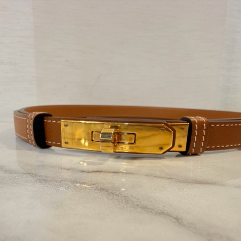 Hermes epsom 金棕 金釦Kelly18腰帶