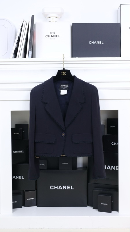 Chanel 95年藏青色一粒扣两口袋外套