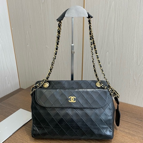 Chanel/香奈兒 中古 單肩包斜挎包 黑金 羊皮
