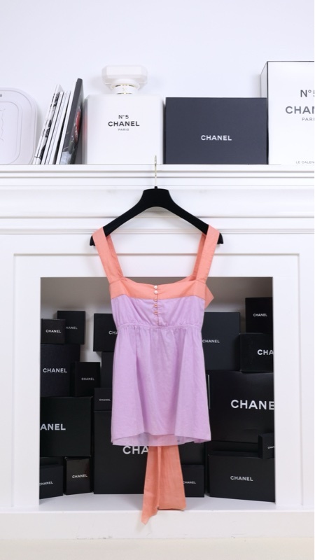 Chanel 07年粉紫色收腰背心吊带
