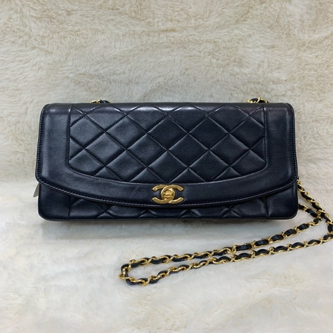 Chanel 香奈兒 Diana 羊皮戴安娜 黑金 25cm