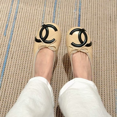 【今年斷碼爆款💥比代購更便宜】全新Chanel Coco Beach中古康鵬鞋大CC logo芭蕾舞鞋平底單鞋 36/37.5/38/38.5/39.5