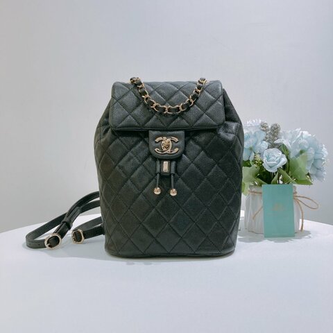 TW4929 Chanel 香奈兒 大號 荔枝皮 黑色雙肩包 Backpack Caviar Black x GHW