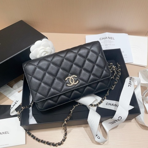 CHANEL香奈兒 Classic Flap 24S CF 浮雕Woc發財包 黑金