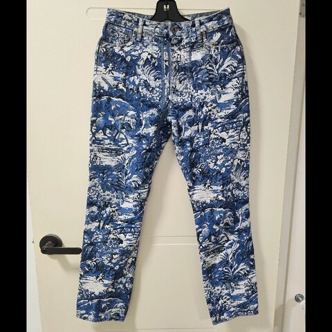 Off-White 油畫質感直筒牛仔褲