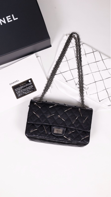 Chanel 15年餐厅小酒馆系列黑银2.55扣刀叉cf单肩包