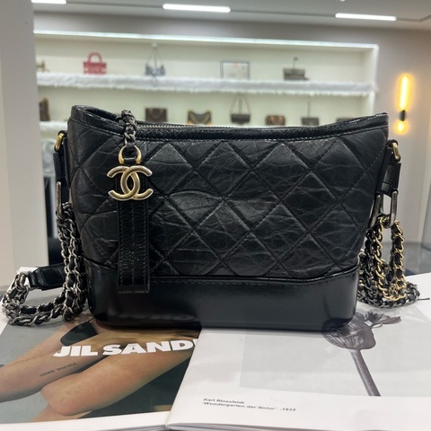 香奈兒/Chanel  黑金牛皮菱格小號流浪包