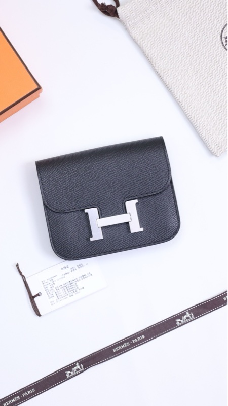 Hermes Constance Slim黑银扣epson皮手拿包