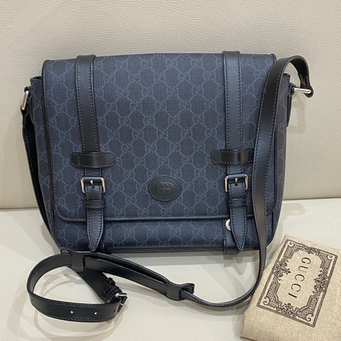 Gucci 古馳 黑老花郵差包 配塵袋