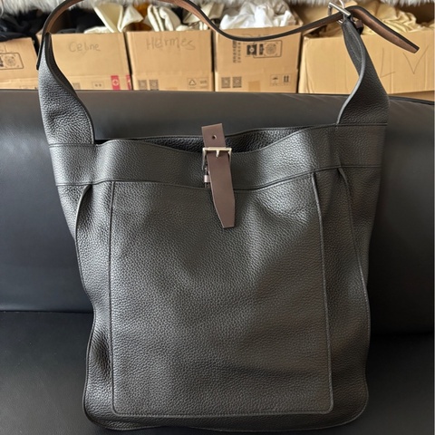愛馬仕 Hermes Marwari hobo水桶托特 黑銀框P刻。
