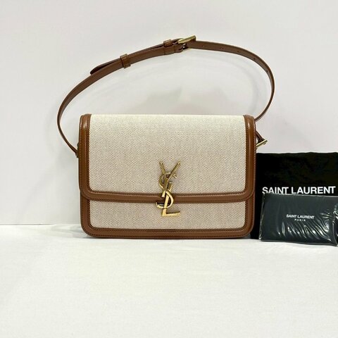 YSL Solferino帆布拼皮革肩背包