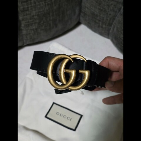 [全新] GUCCI 古馳 GG logo 小牛皮 皮帶 95