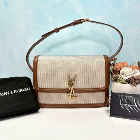 YSL Solferino帆布皮革肩背包