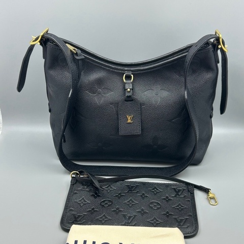 路易威登/LV Carryall小號 黑色壓紋牛皮 單肩包斜挎包 金扣