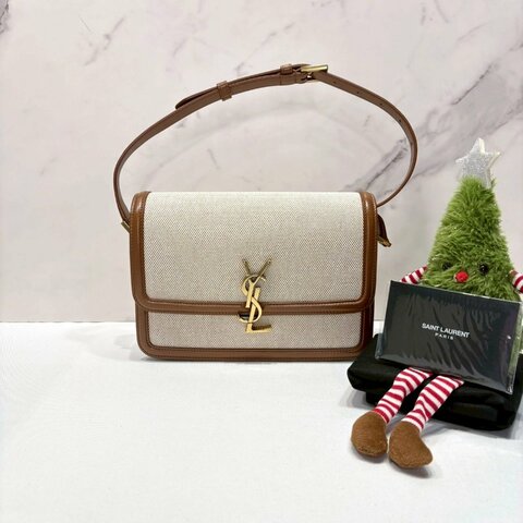YSL Solferino皮革帆布肩背包