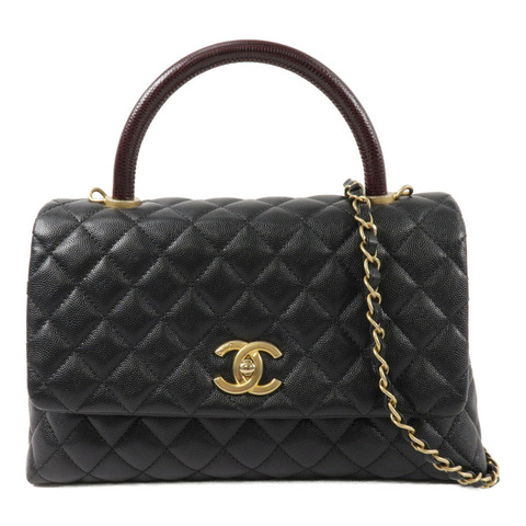 CHANEL 牛皮皮革Coco Handle Medium鏈帶肩背袋