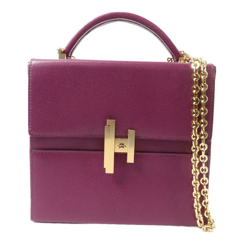 HERMES Chevre皮革Cinhetic Box肩背袋Anemone