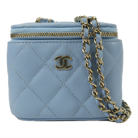CHANEL 牛皮皮革Mini Vanity Case鏈帶肩背袋