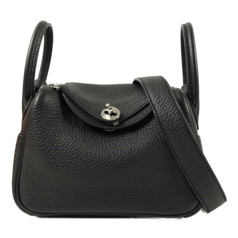 HERMES Clemence皮革Mini Lindy手挽肩背兩用袋Noir