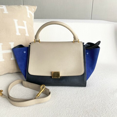Celine 拼色trapeze秋千包