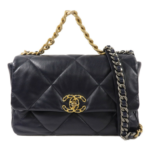 CHANEL 羊皮皮革Chanel 19鏈帶手挽肩背兩用袋