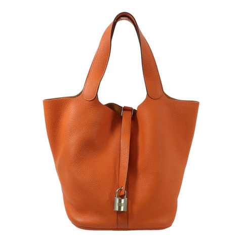 HERMES Clemence皮革Picotin GM手挽袋Orange