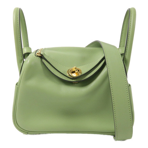HERMES Swift皮革Mini Lindy手挽肩背兩用袋Vert Criquet