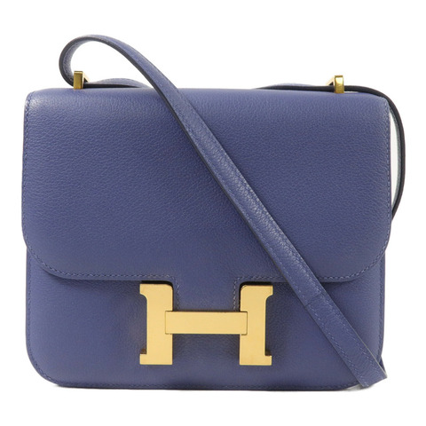 HERMES Evercolor皮革Constance Mini肩背袋Blue Brighton