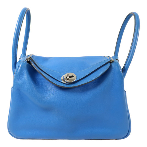 HERMES Evercolor皮革Lindy 26手挽肩背兩用袋Bleu Hydra