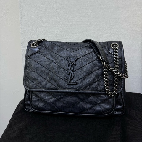 Ysl niki中號黑銀