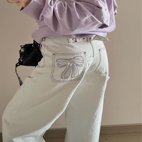 Acne studios✨Y2K蝴蝶結牛仔褲 #EUR44