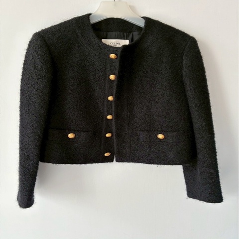 Celine 黑色金釦毛呢外套🧥36