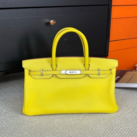 Hermes  Birkin30 檸檬黄内拼珍珠灰