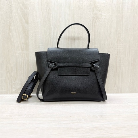 CELINE🖤黑色牛皮NANO BELT鯰魚側背包189003ZVA