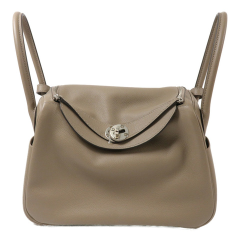 HERMES Evercolor皮革Lindy 26手挽肩背兩用袋Gris Asphalte