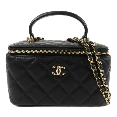 CHANEL 羊皮皮革Handle Vanity Case鏈帶手挽肩背兩用袋