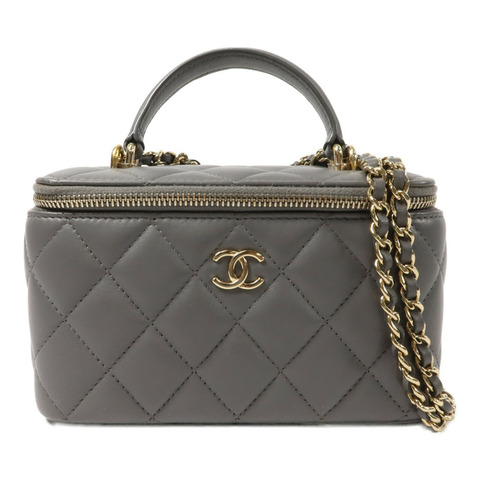 CHANEL 羊皮皮革Vanity Bag鏈帶手挽肩背兩用袋
