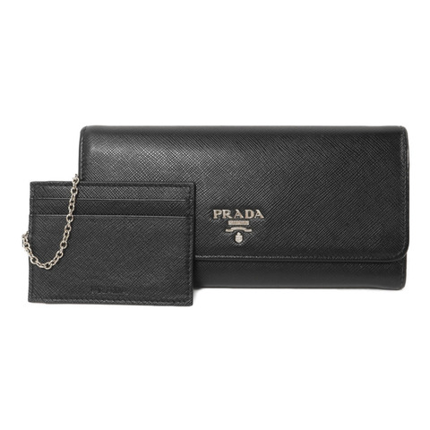 PRADA Saffiano皮革Long Wallet with Card Case長錢包連卡片套