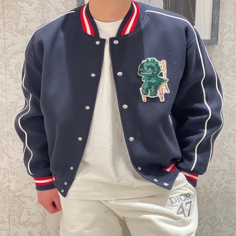 DIOR✨OTANI 聯名小恐龍羊毛棒球外套 #S