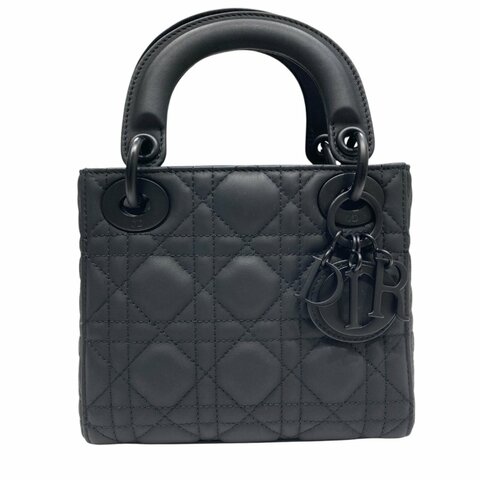 DIOR 迪奧 MINI LADY DIOR 黑色 皮革 黑釦