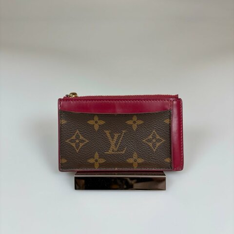 LV M67889 紫紅多卡拉鍊零錢包