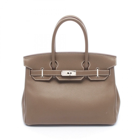 愛馬仕 Birkin 30 手提包 Clemence 皮革 灰色 Etoupe 灰色 SHW 二手 女士 R