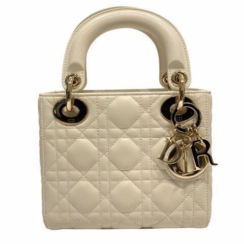 DIOR 迪奧 MINI LADY DIOR 白色 羊皮 淡金色