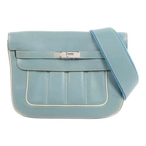 HERMES Evercolor皮革Berline 28肩背袋Ciel/Gris Perle